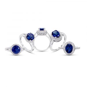 anillo zafiros azules y brillantes