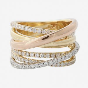 anillo sorprendente oro y brillantes