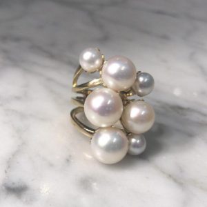 anillo perlas cultivadas oro 18 k.